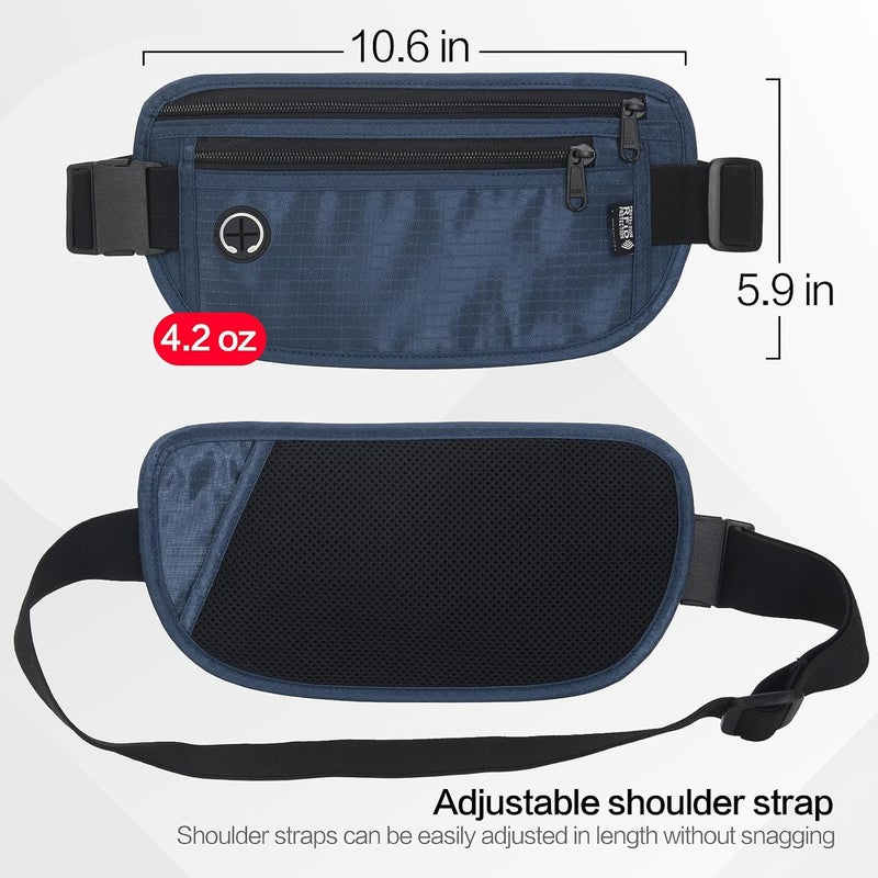 Arouselove Slim RFID Blocking Money Belt for Travel - Anti-Theft Hidden Passport Holder Waist Wallet with Secure Pouch for Cash, Credit Cards & Phone Safe (Navy Blue) - Image 3